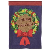 2pk -Flag Wreath Bow Merry Christmas 13x18 - (Pack of 2)