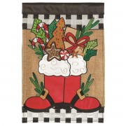 2pk -Flag Santa Boots Burlap Polyester 13x18 - (Pack of 2) 2pk -Flag Santa Boots Burlap Polyester 13x18 - (Pack of 2)