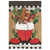 2pk -Flag Santa Boots Burlap Polyester 13x18 - (Pack of 2)
