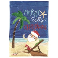 2pk -Flag Beach Santa Polyester 13x18 - (Pack of 2)