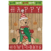 2pk -Flag Dog Happy Howlidays Polyester 13x18 - (Pack of 2)