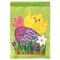 2pk -Flag Happy Easter Chick Burlap 13x18 - (Pack of 2)