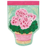 2pk -Flag Welcome Potted Geraniums 13x18 - (Pack of 2) 2pk -Flag Welcome Potted Geraniums 13x18 - (Pack of 2)