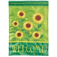 2pk -Flag Welcome Sunflower Polyester 13x18 - (Pack of 2)
