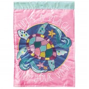 2pk -Flag Turtle Lifes A Beach 13x18 - (Pack of 2)