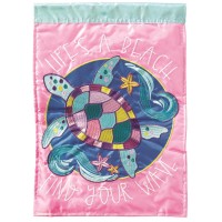 2pk -Flag Turtle Lifes A Beach 13x18 - (Pack of 2)