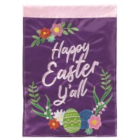 2pk -Flag Happy Easter Purple Polyester 13x18 - (Pack of 2)
