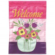 2pk -Flag Welcome Flowers Polyester 13x18 - (Pack of 2)