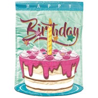 2pk -Flag Happy Birthday Cake Polyester 13x18 - (Pack of 2)