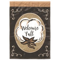 2pk -Flag Welcome Yall Cotton Burlap 13x18 - (Pack of 2)