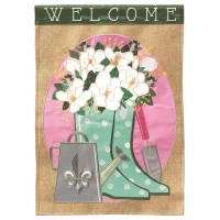 2pk -Flag Welcome Fleur-De-Lis Boots 13x18 - (Pack of 2)