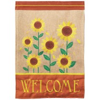 2pk -Flag Sunflowers Welcome Polyester 13x18 - (Pack of 2)