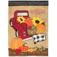 2pk -Flag Harvest Time Truck Polyester 13x18 - (Pack of 2)