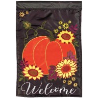 2pk -Flag Welcome Pumpkin Polyester 13x18 - (Pack of 2)