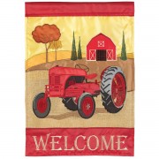 2pk -Flag Welcome Red Fall Tractor 13x18 - (Pack of 2) 2pk -Flag Welcome Red Fall Tractor 13x18 - (Pack of 2)