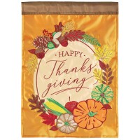 2pk -Flag Happy Thanksgiving Polyester 13x18 - (Pack of 2)