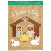 2pk -Flag Nativity Creche Polyester 13x18 - (Pack of 2)