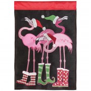 2pk -Flag Christmas Flamingos Burlap 13x18 - (Pack of 2)