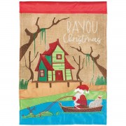2pk -Flag Santa Bayou Christmas Burlap 13x18 - (Pack of 2) 2pk -Flag Santa Bayou Christmas Burlap 13x18 - (Pack of 2)