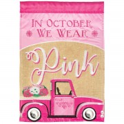 2pk -Flag Truck Pink In October Burlap 13x18 - (Pack of 2)
