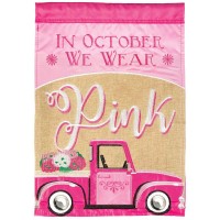 2pk -Flag Truck Pink In October Burlap 13x18 - (Pack of 2)