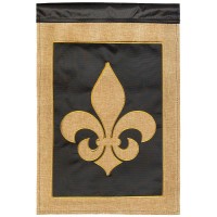 2pk -Flag Fleur-De-Lis Burlap Polyester 13x18 - (Pack of 2)