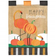2pk -Flag Happy Flamingoween Burlap 13x18 - (Pack of 2) 2pk -Flag Happy Flamingoween Burlap 13x18 - (Pack of 2)