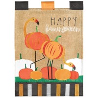 2pk -Flag Happy Flamingoween Burlap 13x18 - (Pack of 2)