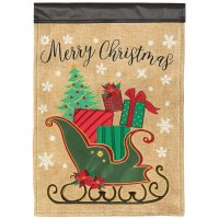 2pk -Flag Sleigh Merry Christmas 13x18 - (Pack of 2)