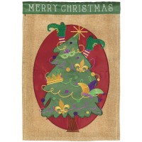2pk -Flag Mardi Gras Merry Christmas 13x18 - (Pack of 2)