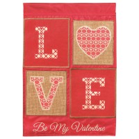 2pk -Flag Love Burlap Polyester 13x18 - (Pack of 2)