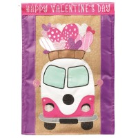 2pk -Flag Happy Valentine Day Bus 13x18 - (Pack of 2)