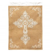 2pk -Flag White Cross Burlap Polyester 13x18 - (Pack of 2)