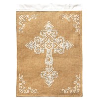 2pk -Flag White Cross Burlap Polyester 13x18 - (Pack of 2)