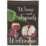 2pk -Flag Wine And Friends Welcome 13x18 - (Pack of 2)