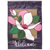 2pk -Flag Welcome Magnolia Burlap 13x18 - (Pack of 2)