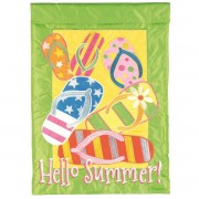 2pk -Flag Hello Summer Flip Flops 13x18 - (Pack of 2) 2pk -Flag Hello Summer Flip Flops 13x18 - (Pack of 2)