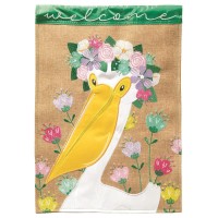 2pk -Flag Welcome Floral Pelican 13x18 - (Pack of 2)