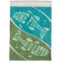 2pk -Flag Gone Fishing Polyester 13x18 - (Pack of 2)