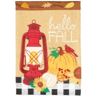 2pk -Flag Hello Fall Lantern Polyester 13x18 - (Pack of 2)