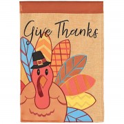 2pk -Flag Turkey Give Thanks Polyester 13x18 - (Pack of 2)