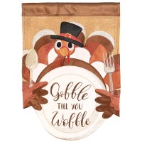 2pk -Flag Turkey Gobble Till You Wobble 13x18 - (Pack of 2)