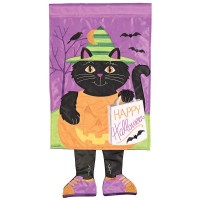2pk -Crazy Leg Black Cat Happy Halloween - (Pack of 2)