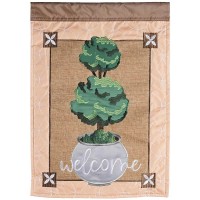 2pk -Flag Topiary Welcome Burlap 13x18 - (Pack of 2)