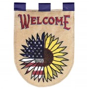 2pk -Flag Patriotic Sunflower Welcome 13x18 - (Pack of 2)