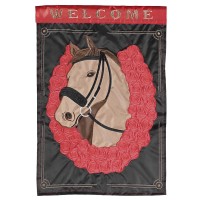 2pk -Flag Horse With Rose Horseshoe 13x18 - (Pack of 2)