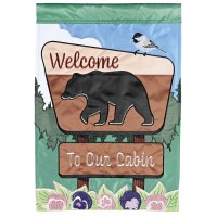 2pk -Flag Black Bear Welcome To Our Cabin - (Pack of 2)