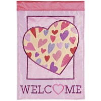 2pk -Flag Welcome Hearts 13x18 - (Pack of 2)
