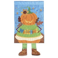 2pk -Crazy Leg Fall Pumpkin Welcome - (Pack of 2)
