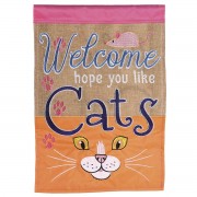 2pk -Flag Welcome Hope You Like Cats 13x18 - (Pack of 2)